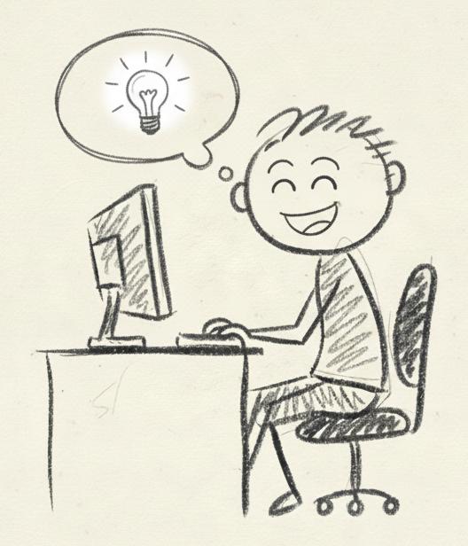 Sketch of a diligent little person working